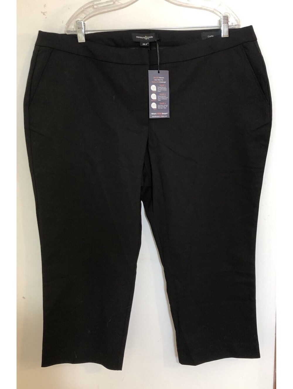 Measure & Made New Womens 20.2 Black Capri Pants Stretch Career
